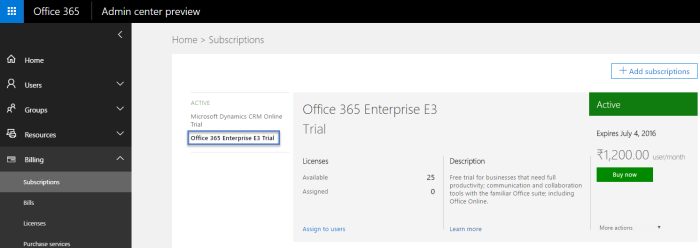 99.Office 365 Enterprise E3 Trial